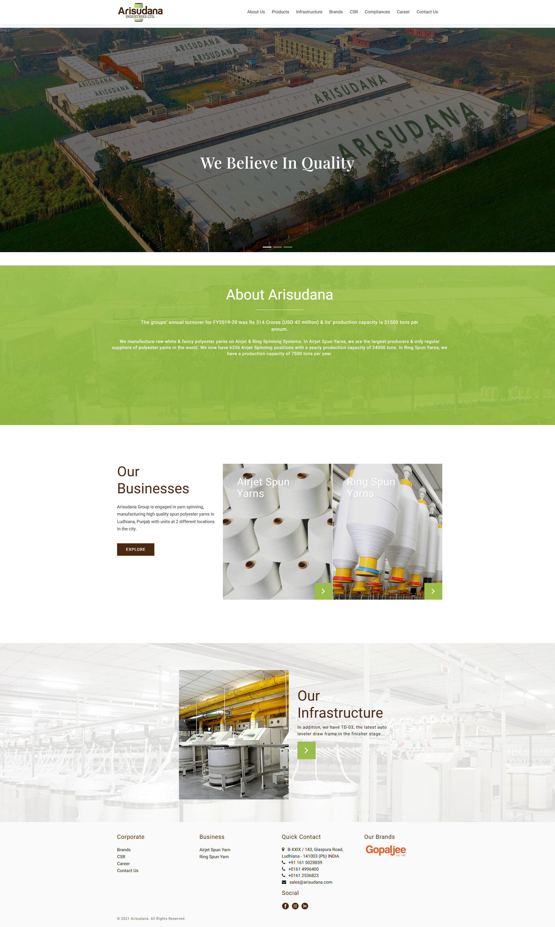 Aarti International website by Infosoft Network