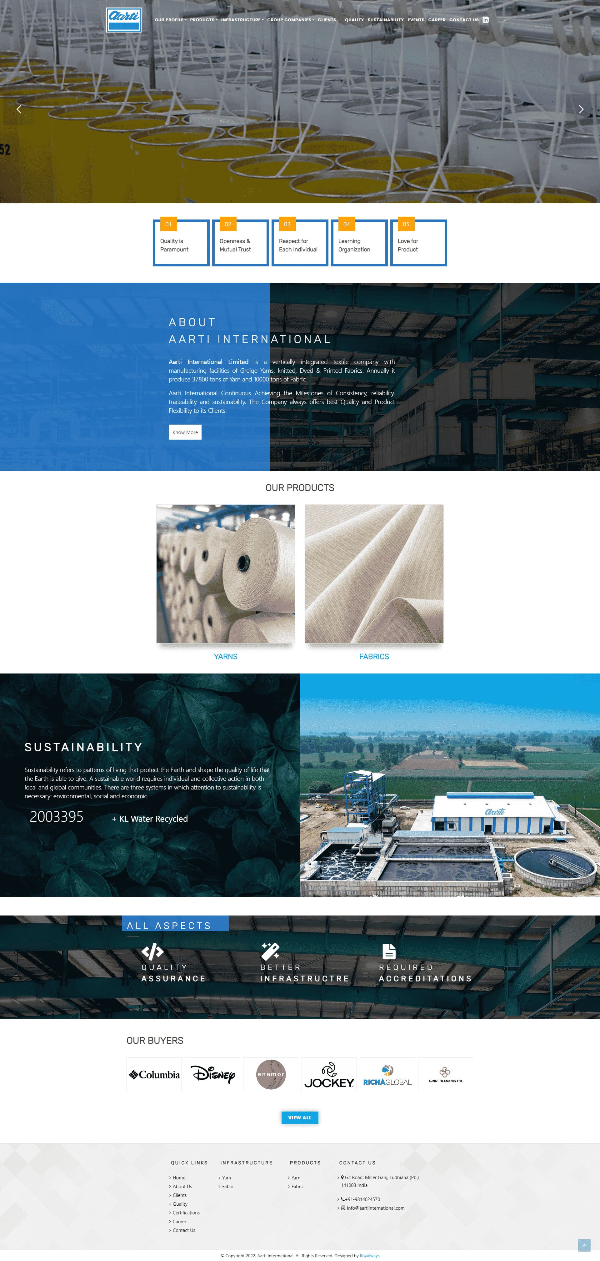 Aarti Steel International website by Infosoft Network