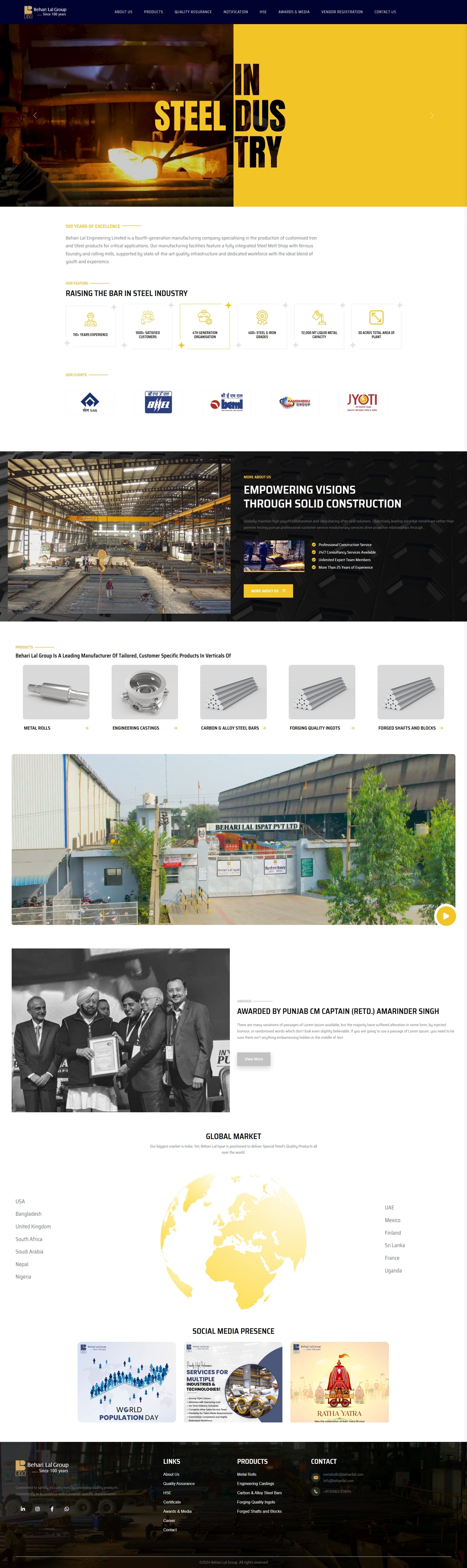 Behari Lal Ispat website by Infosoft Network