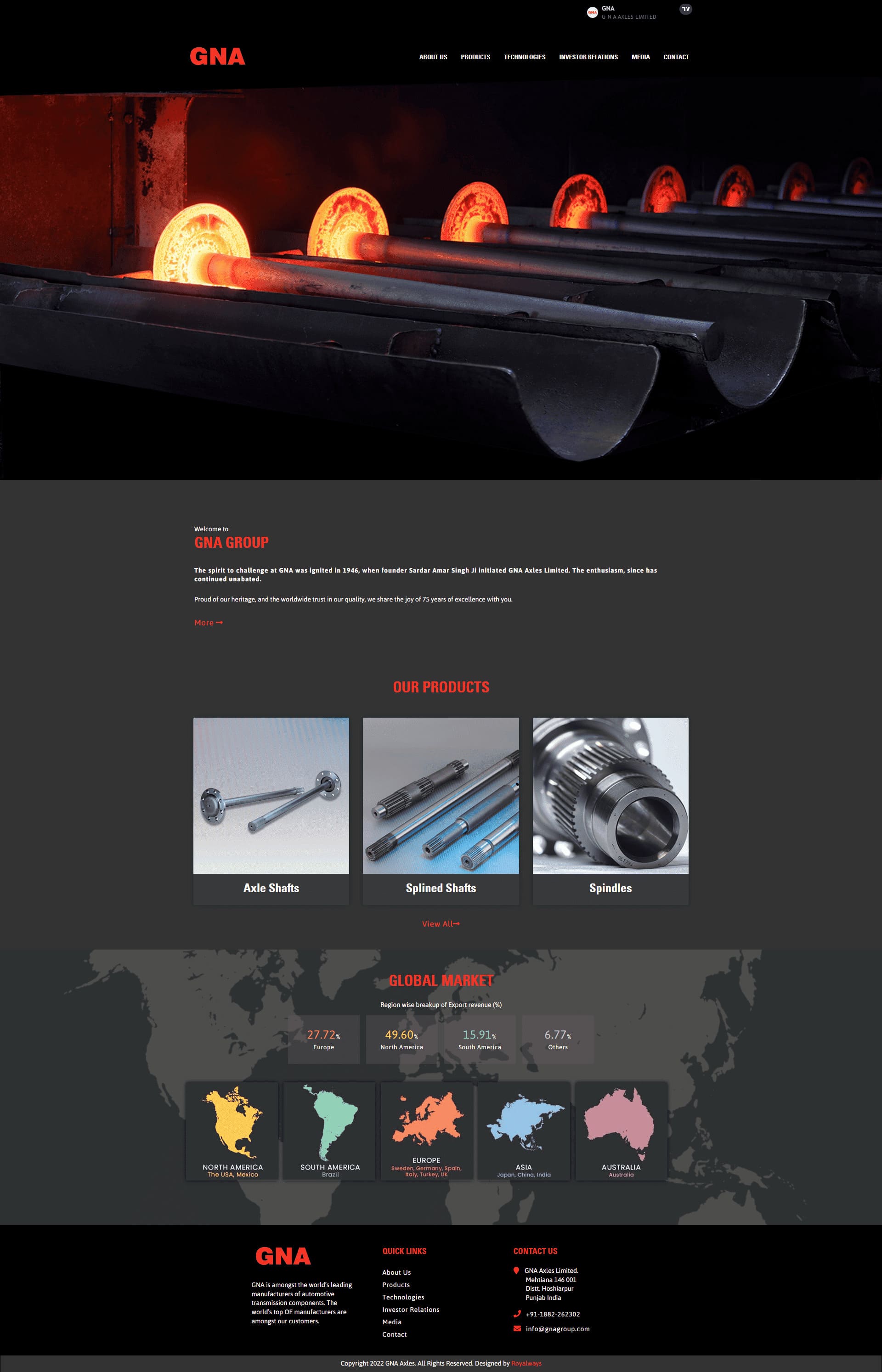 GNA Axles Limited website by Infosoft Network