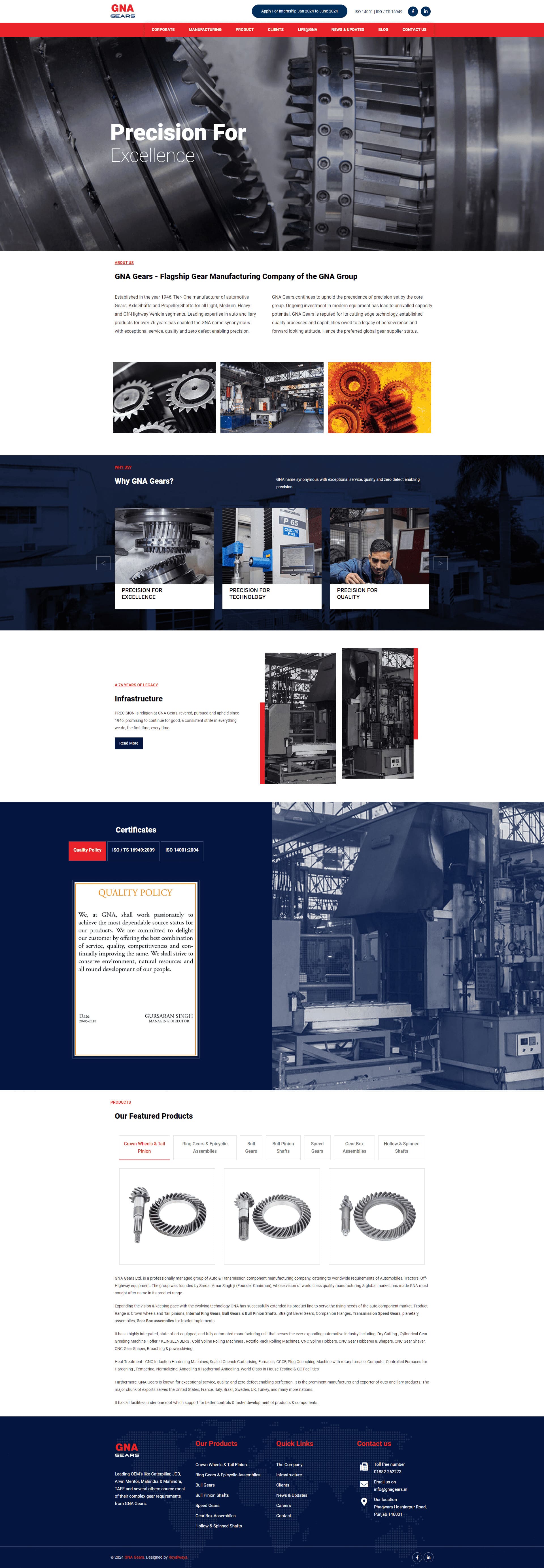 GNA Gears Limited website by Infosoft Network