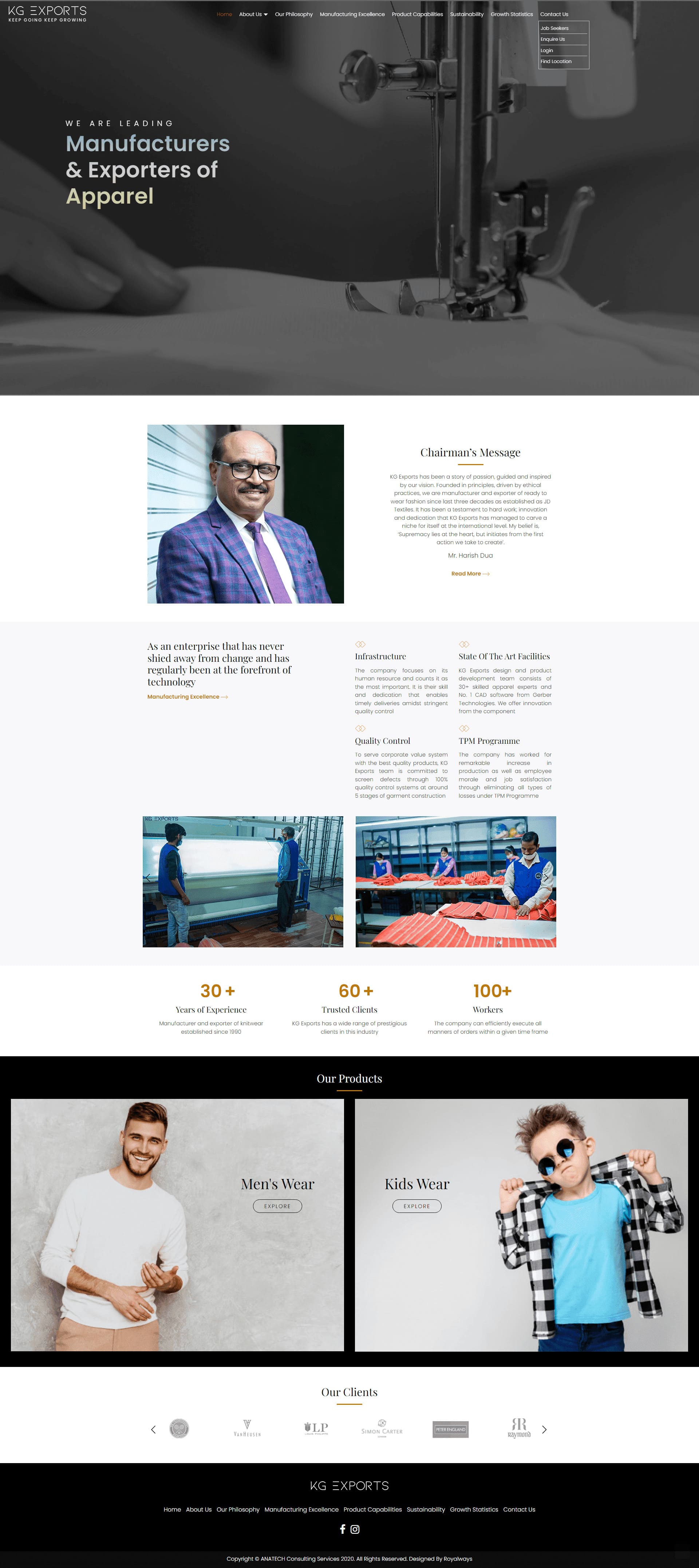 KG Exports website by Infosoft Network