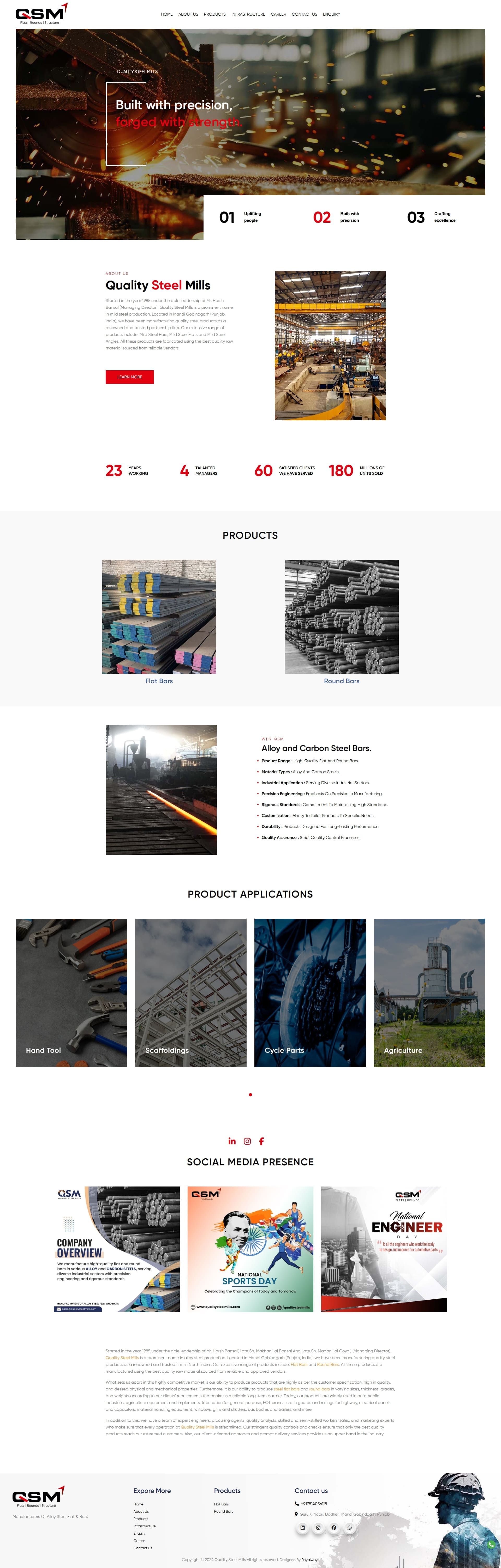 Quality Steel Mills website by Infosoft Network