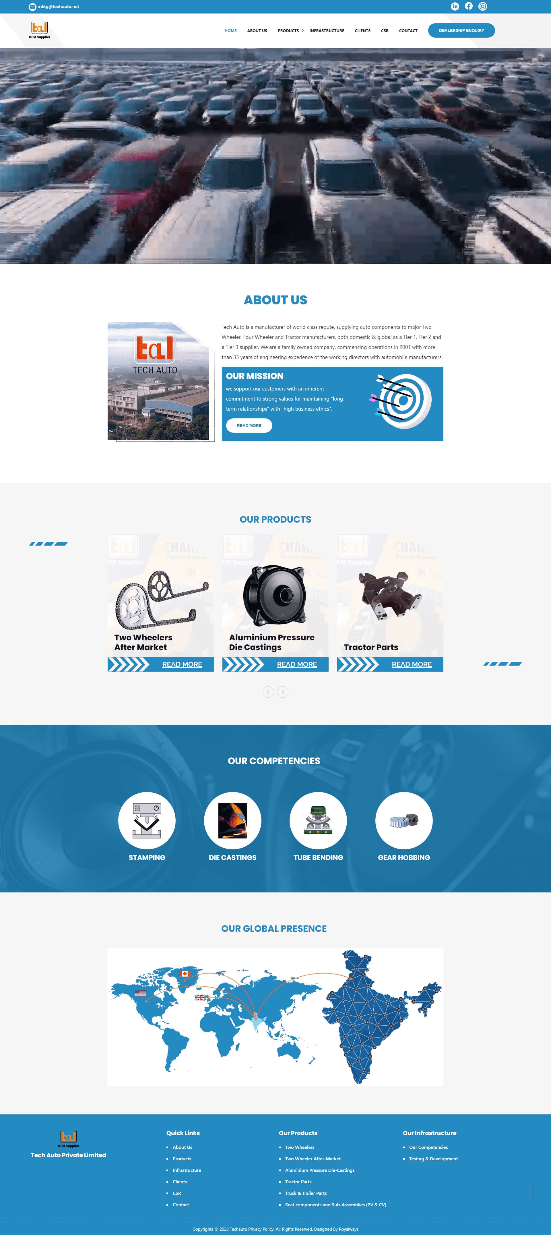 Tech Auto (TAL) website by Infosoft Network